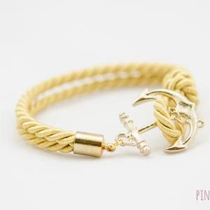 Gold Anchor Rope Bracelet , Anchor Bracelet , Gold..