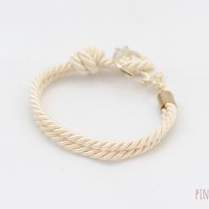 Gold Anchor Rope Bracelet With Ivory Color ,..