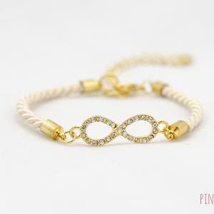 tiny infinity bracelet ivory , Rhin..