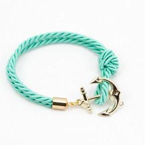 Teal Nautical Rope Bracelet with an..
