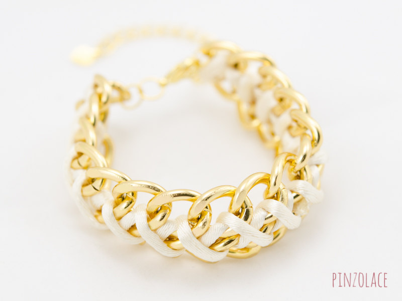 Ivory Woven Chain Bracelet ,chunky Chain Bracelet , Bridesmaid Gift Chain Bracelet , Ivory Twist Chain Bracelet