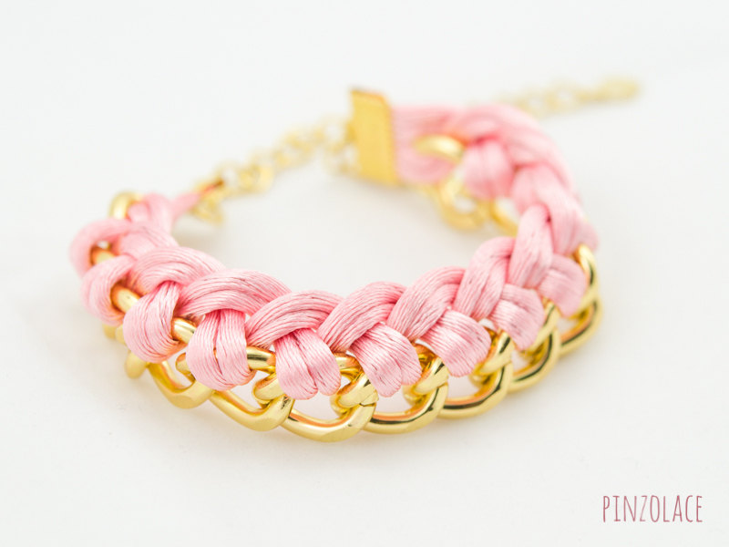 Pink Single Twist Knot Chain Bracelet , Pink Twist Chain Bracelet, Knot