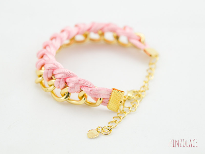 Pink Single Twist Knot Chain Bracelet , Pink Twist Chain Bracelet, Knot