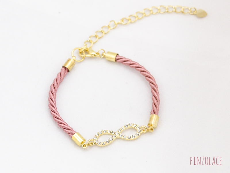 Rhinestone Gold Infinity Bracelet With Coral Pink Color , Tiny Infinity Bracelet Coral Pink ,bridesmaid Gift Infinity Bracelet